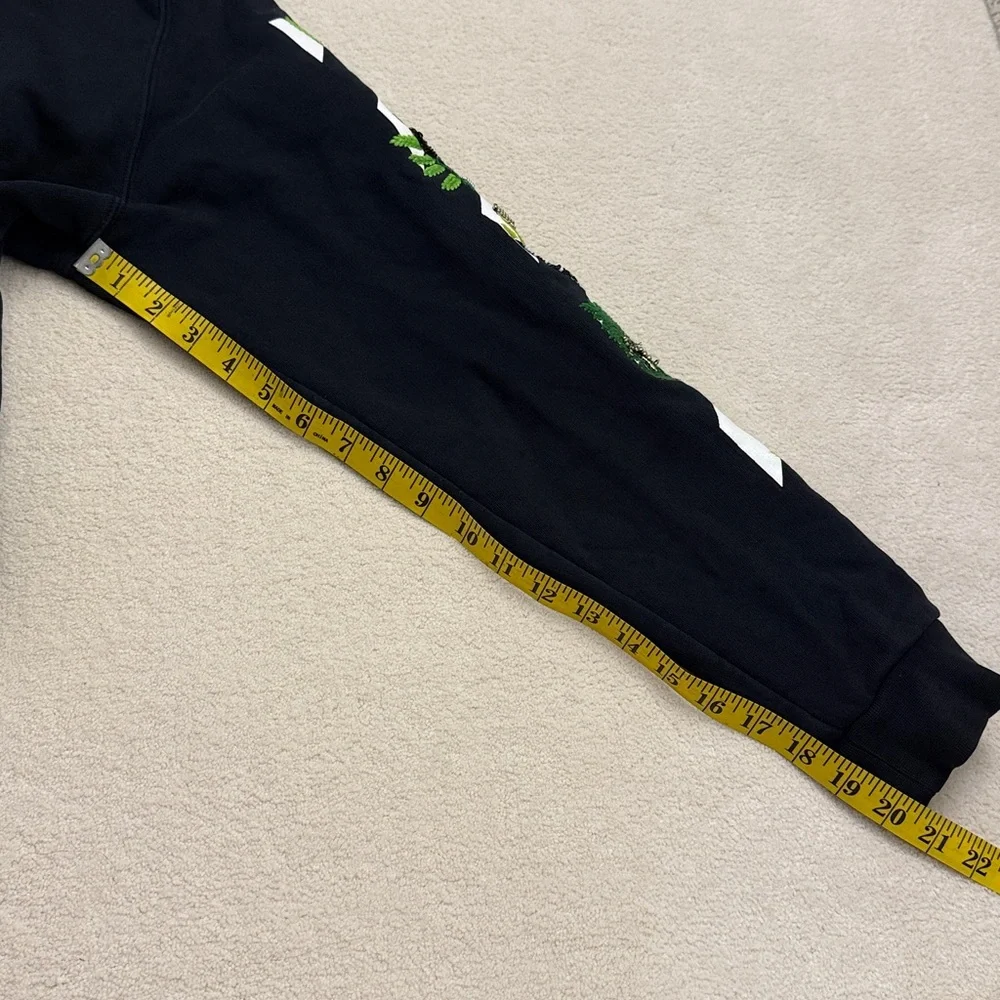 Off-White Black Hoodie with Green Leaf Accents size L - Picture 13 of 15